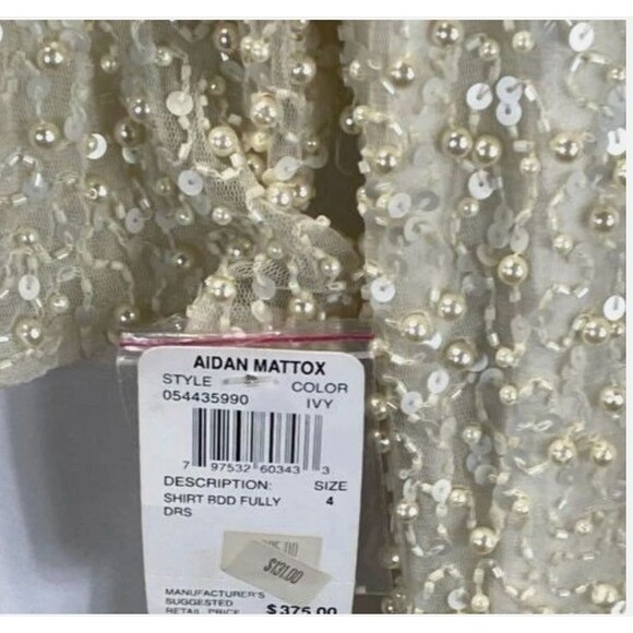 Aidan Mattox Women Ivory Sequin Beaded Dress Size 4 NWT - Picture 7 of 7